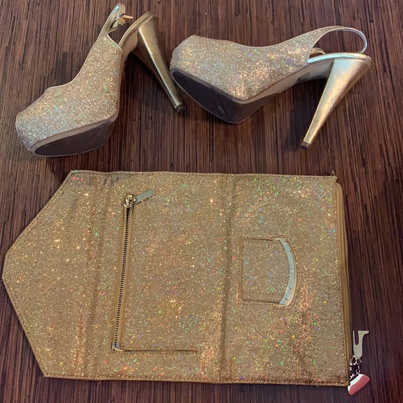 Nine West platform heels and matching clutch - Picture 5 of 7
